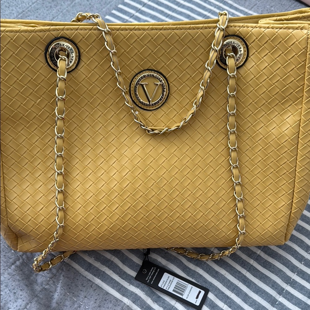 Yellow Woven Tote Bag